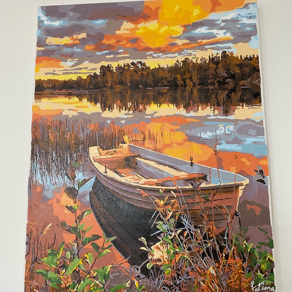 Serene Sunset Lake Art by